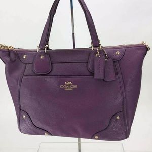 Coach Purple Pebbled Leather Top-Zip Satchel Handbag EUC